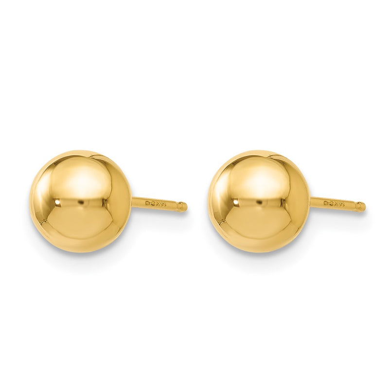 14K Yellow Gold Polished 6mm Ball Post Earrings