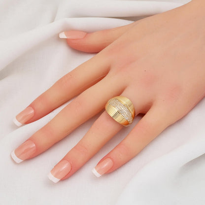 14K Yellow Gold Signet Cubic Zirconia Ring