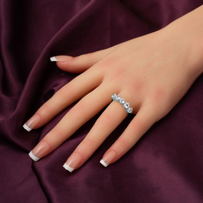 14K White Gold Five Stone Cubic Zirconia Ring (2.75 g)