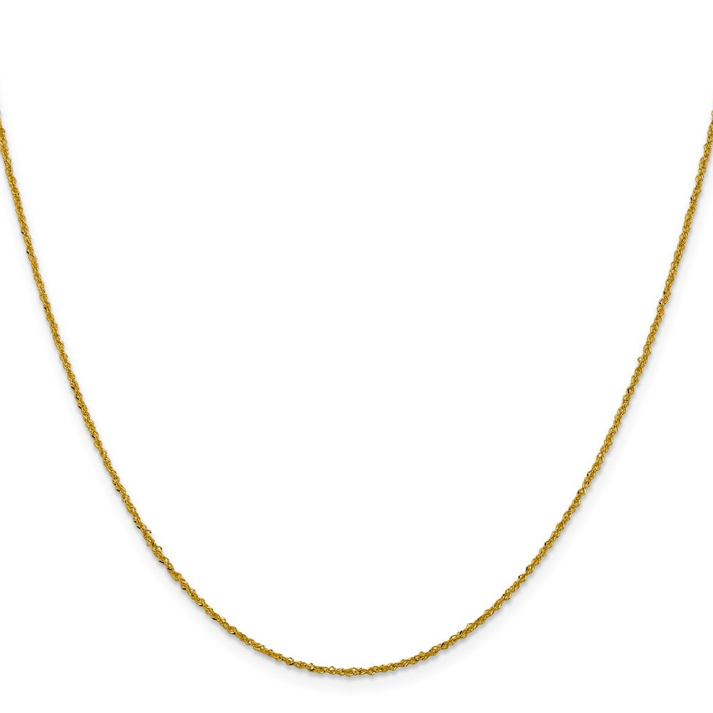 22 Inch 14K Yellow Gold 1mm Sparkle Singapore Chain Necklace