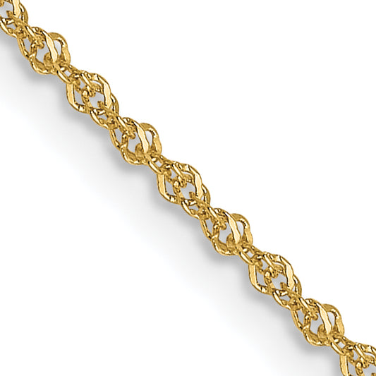 24 Inch 14K Yellow Gold 1mm Sparkle Singapore Chain Necklace