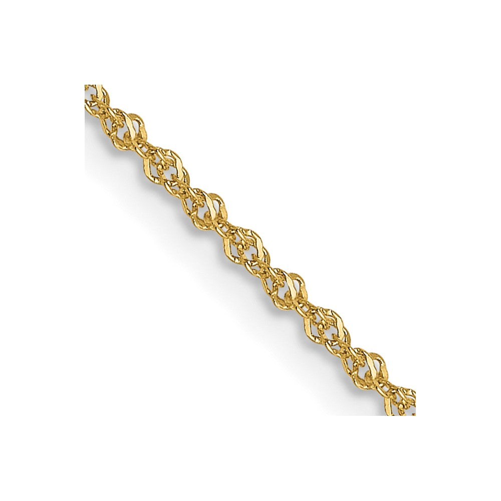 22 Inch 14K Yellow Gold 1mm Sparkle Singapore Chain Necklace