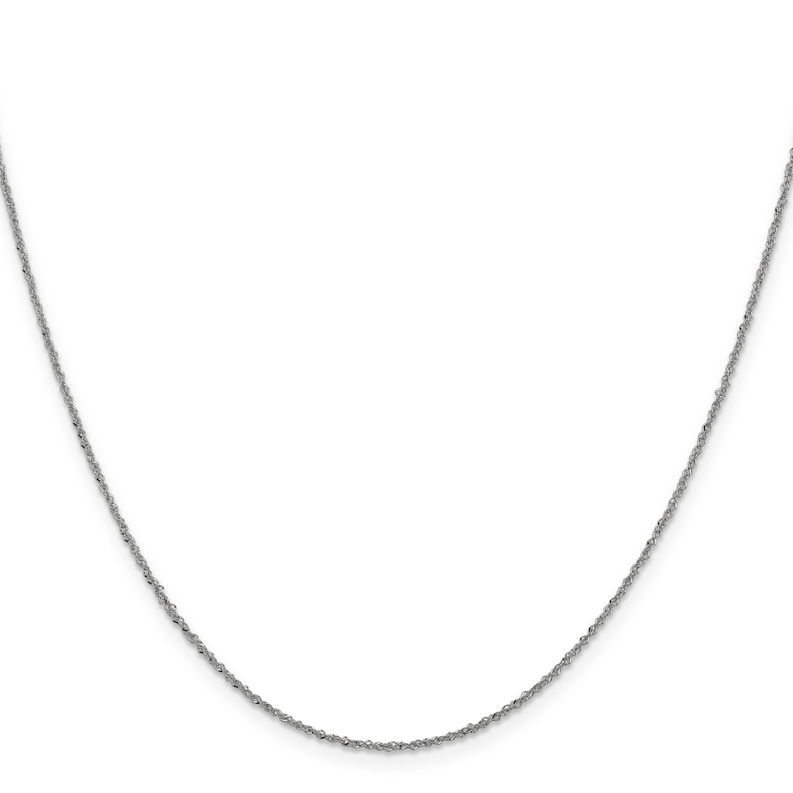 22 Inch 14K White Gold 1mm Sparkle Singapore Chain Necklace