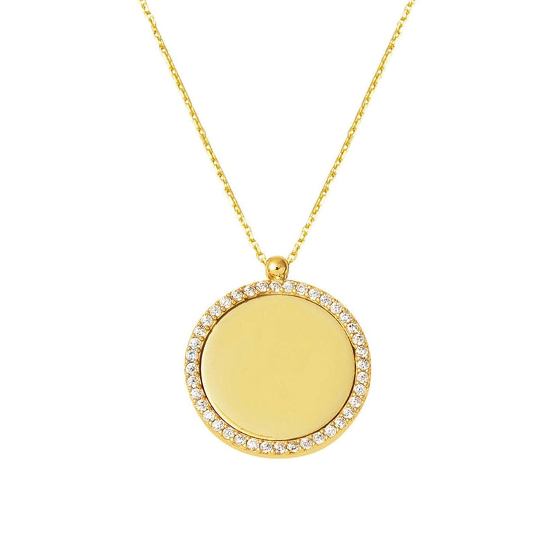 14K Yellow Gold Personalized Name Cubic Zirconia Necklace