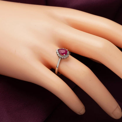 14K White Gold 1.03 Ct Ruby Diamond Ring
