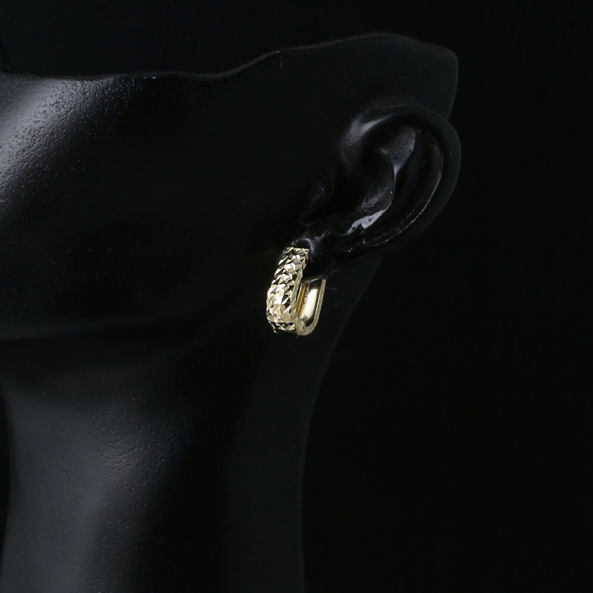 14K Yellow Gold Sparkle Hand Engraved Hoop Earrings (1.69 g)