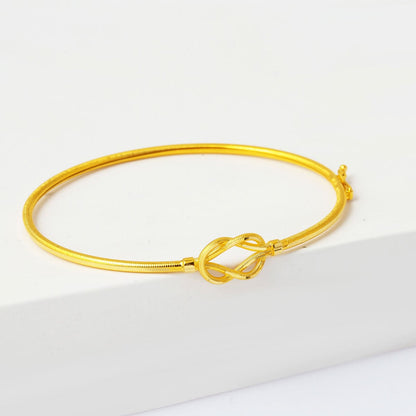 14K Yellow Gold Ajda Knot Hinged Cuff Bangle