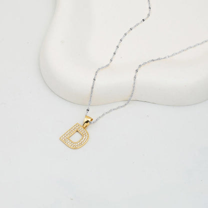 14K Yellow Gold D Initial Cubic Zirconia Pendant