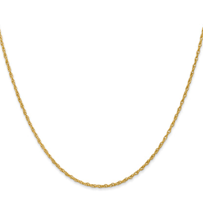 18K Yellow Gold 16 Inch 1.3mm Baby Rope With Lobster Clasp Chain Necklace