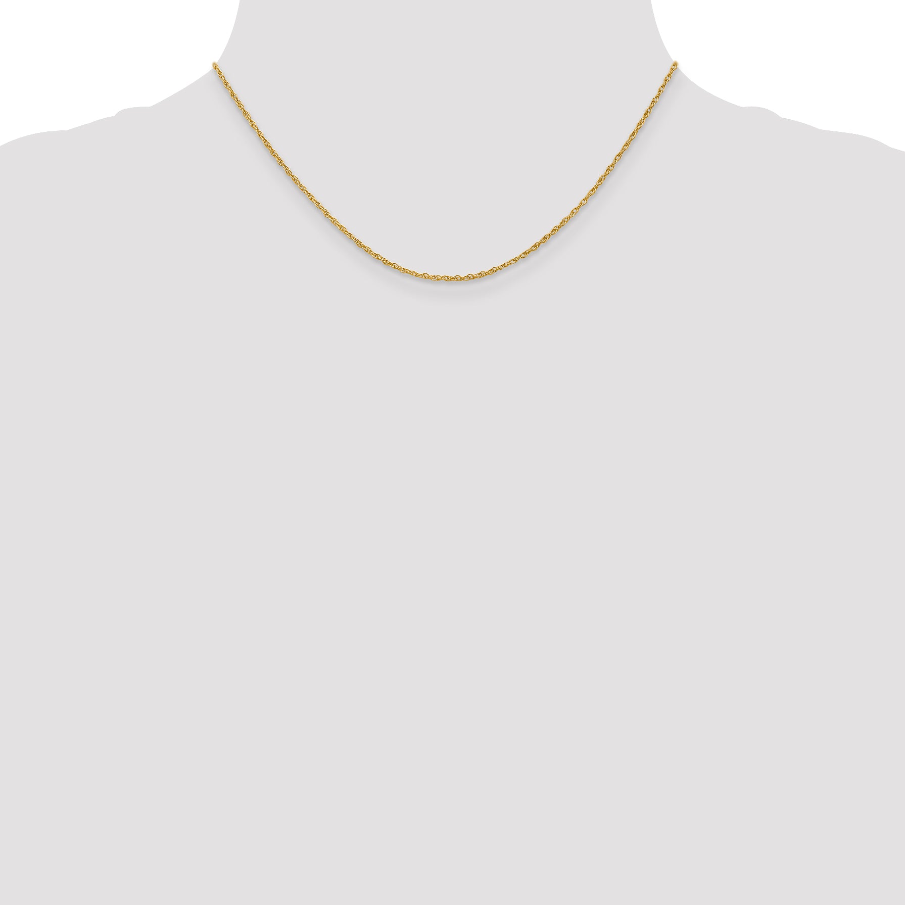 18K Yellow Gold 16 Inch 1.3mm Baby Rope With Lobster Clasp Chain Necklace