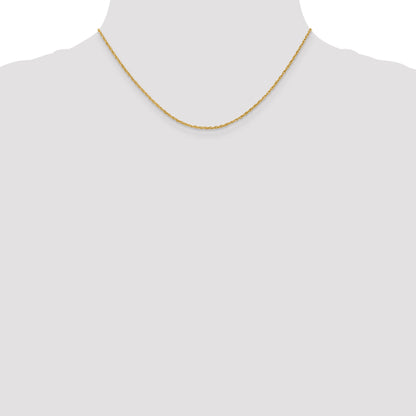 18K Yellow Gold 16 Inch 1.3mm Baby Rope With Lobster Clasp Chain Necklace