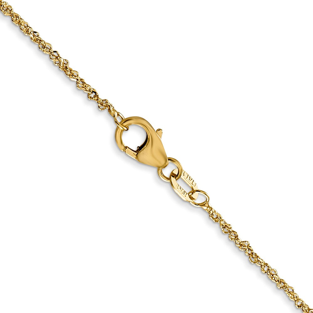 18K Yellow Gold 1.1mm Singapore With Spring Ring Clasp Chain Necklace
