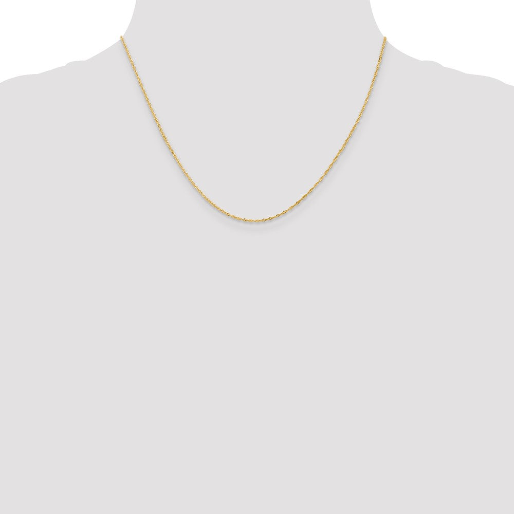 18K Yellow Gold 1.1mm Singapore With Spring Ring Clasp Chain Necklace