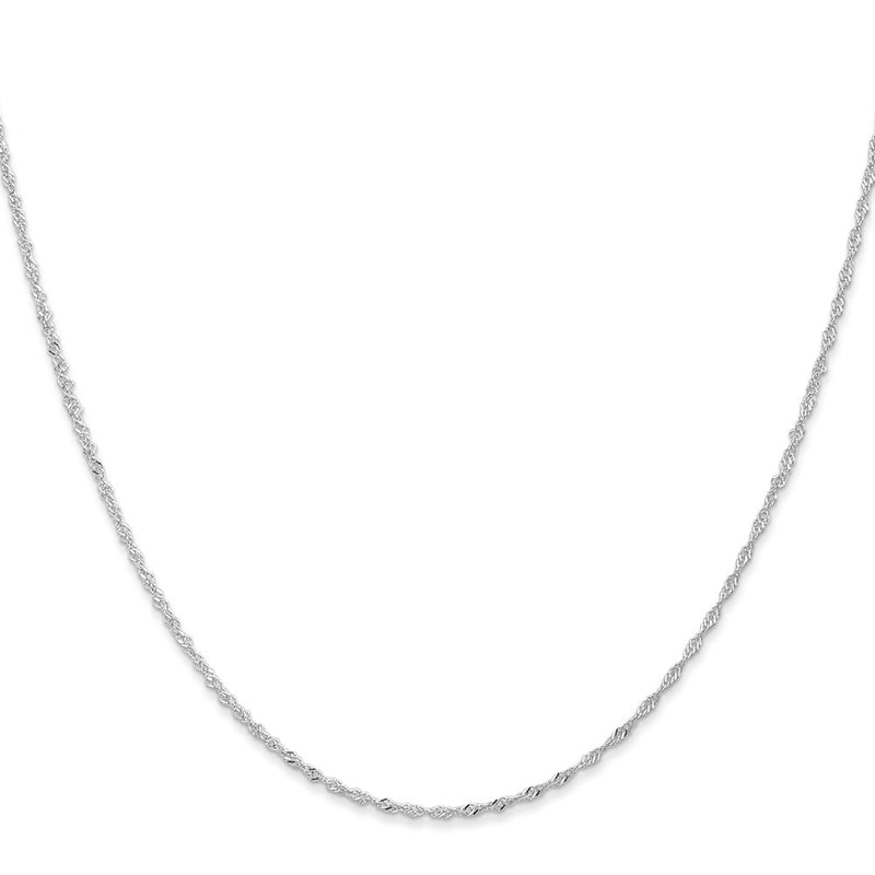 18K White Gold 16 Inch 1.1mm Singapore With Spring Ring Clasp Chain Necklace