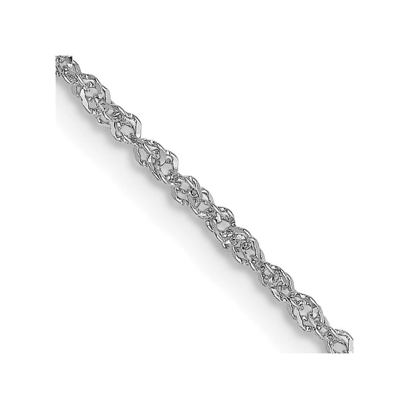 18K White Gold 16 Inch 1.1mm Singapore With Spring Ring Clasp Chain Necklace