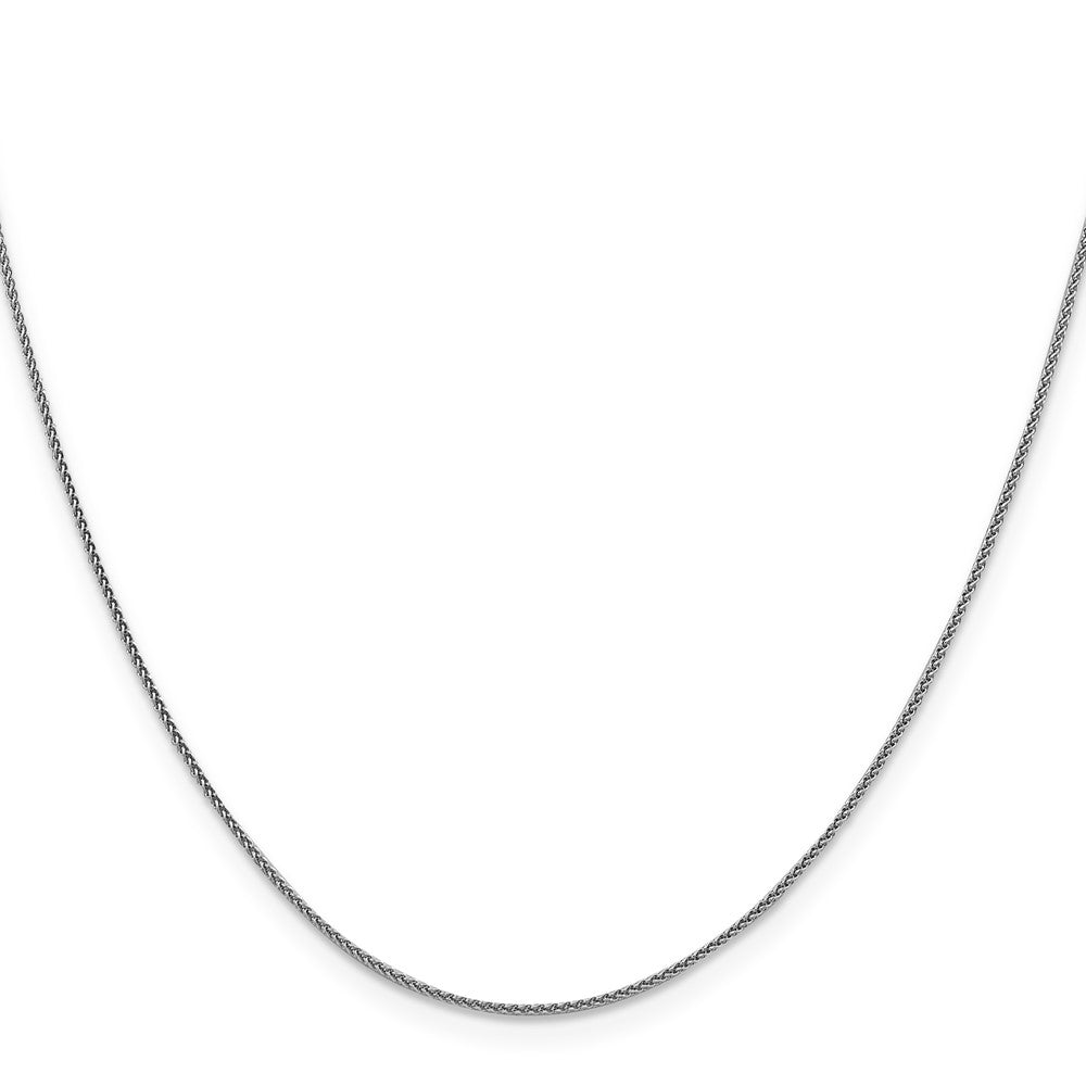 18K White Gold 1mm Diamond-Cut Spiga With Spring Ring Clasp Chain Necklace