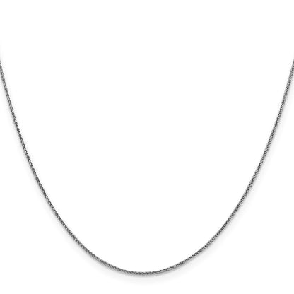 18K White Gold 1mm Diamond-Cut Spiga With Spring Ring Clasp Chain Necklace