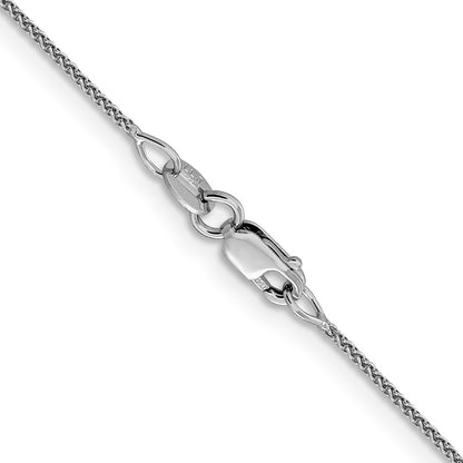 18K White Gold 1mm Diamond-Cut Spiga With Spring Ring Clasp Chain Necklace