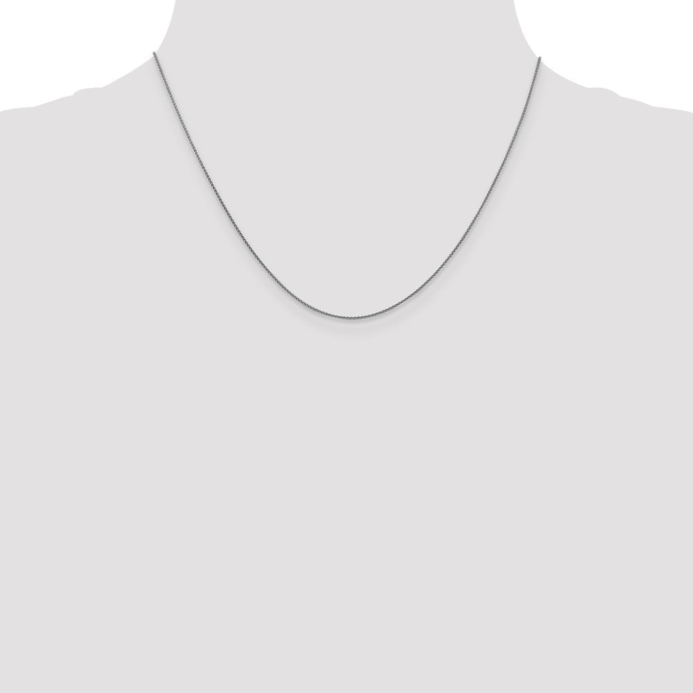18K White Gold 1mm Diamond-Cut Spiga With Spring Ring Clasp Chain Necklace