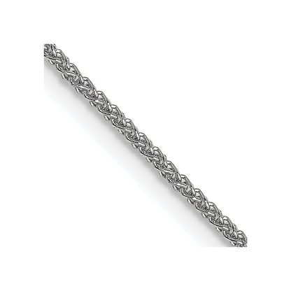 18K White Gold 1mm Diamond-Cut Spiga With Spring Ring Clasp Chain Necklace