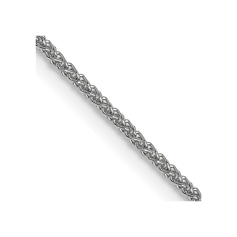 18K White Gold 1mm Diamond-Cut Spiga With Spring Ring Clasp Chain Necklace