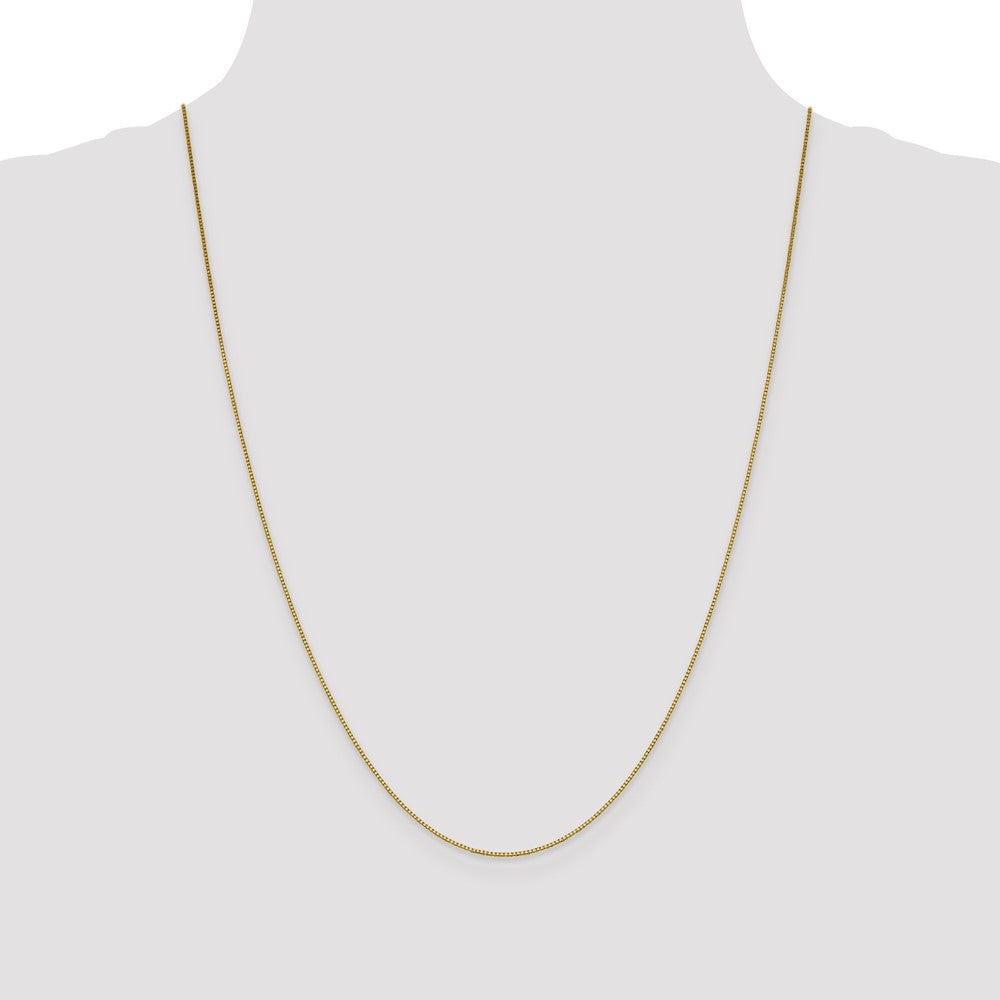 18K Yellow Gold 24 Inch .7mm Box With Lobster Clasp Chain Necklace
