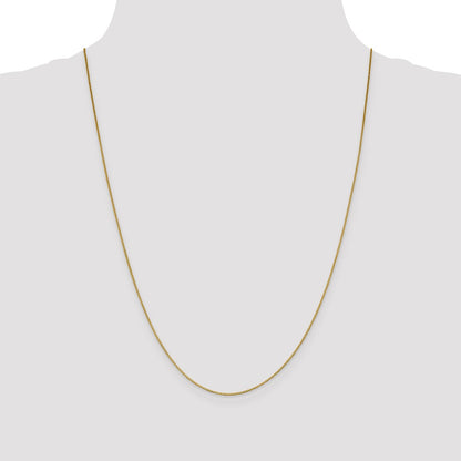 18K Yellow Gold 24 Inch .9mm Box With Lobster Clasp Chain Necklace
