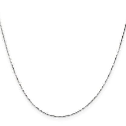18K White Gold .5mm Box With Spring Ring Clasp Chain Necklace