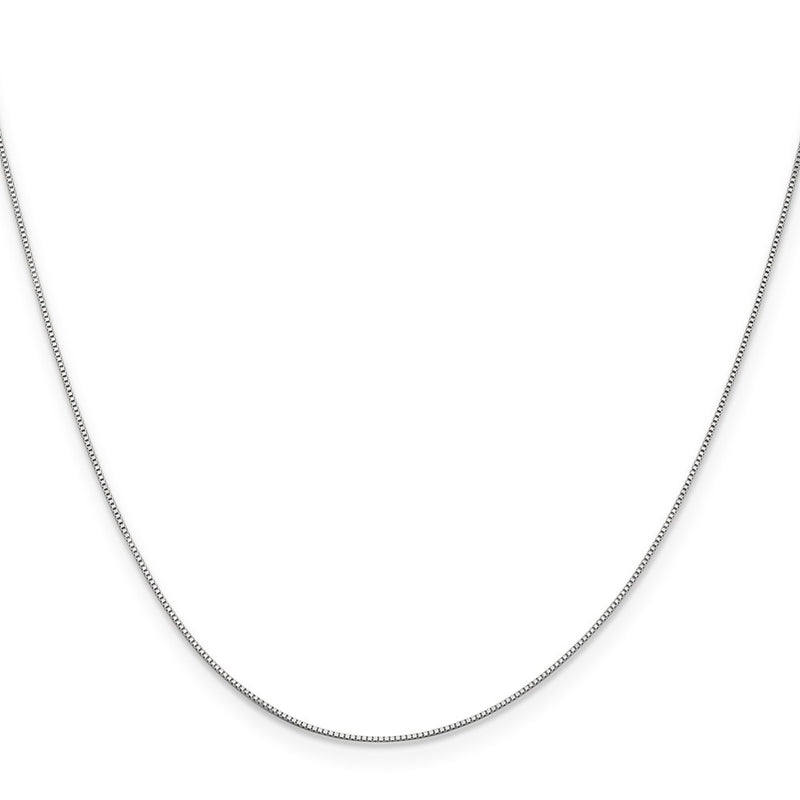 18K White Gold .5mm Box With Spring Ring Clasp Chain Necklace