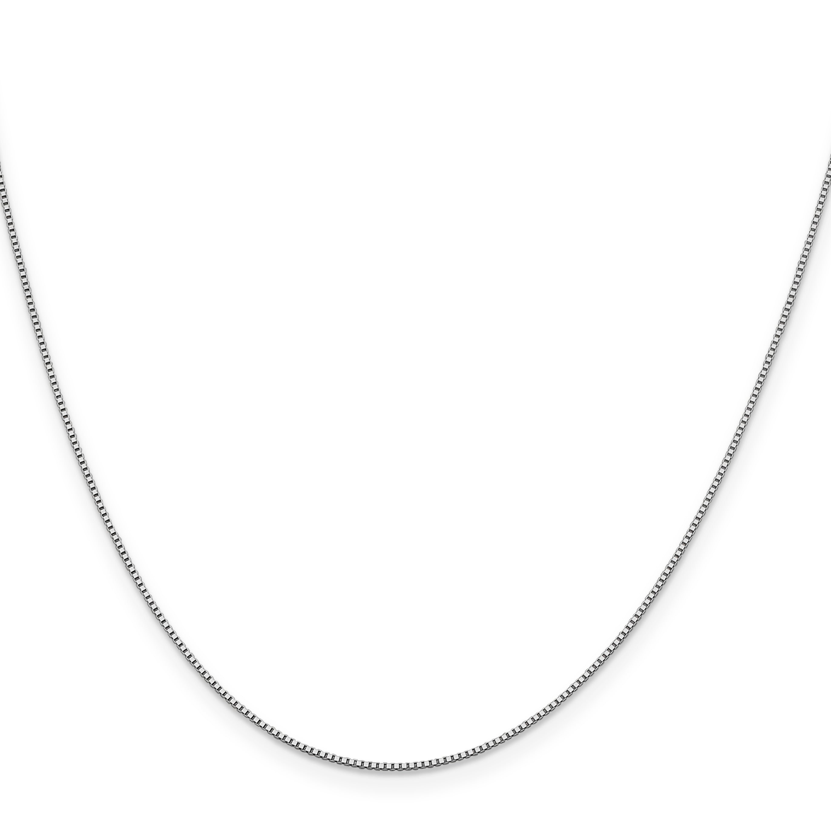 18K White Gold 18 Inch .7mm Box With Lobster Clasp Chain