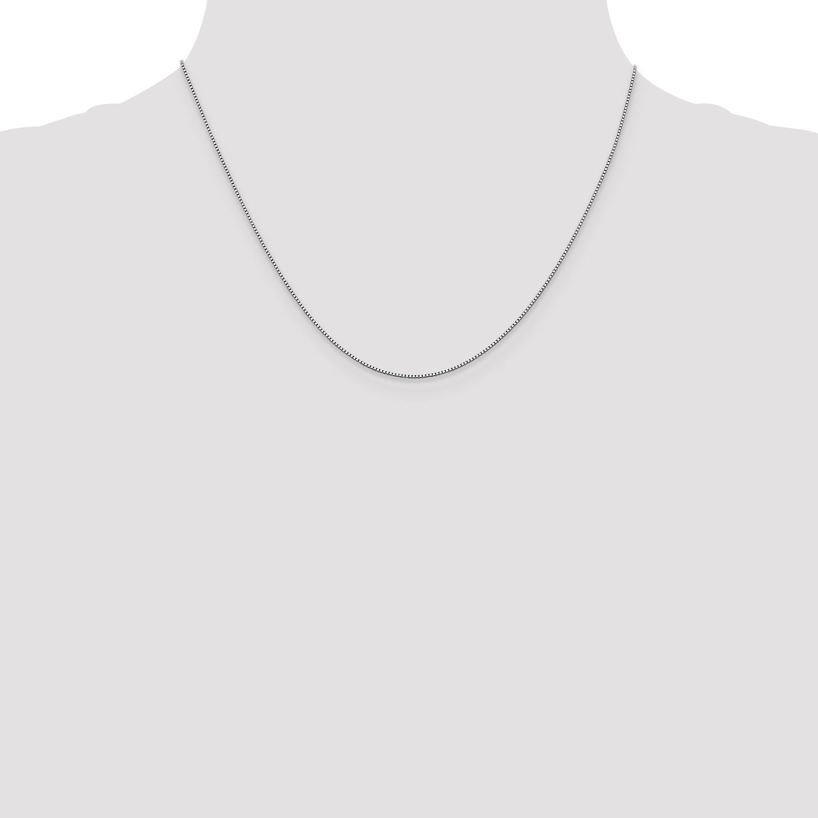 18K White Gold 18 Inch .7mm Box With Lobster Clasp Chain