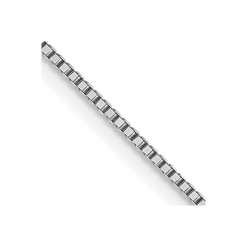 18K White Gold .7mm Box With Lobster Clasp Chain Necklace