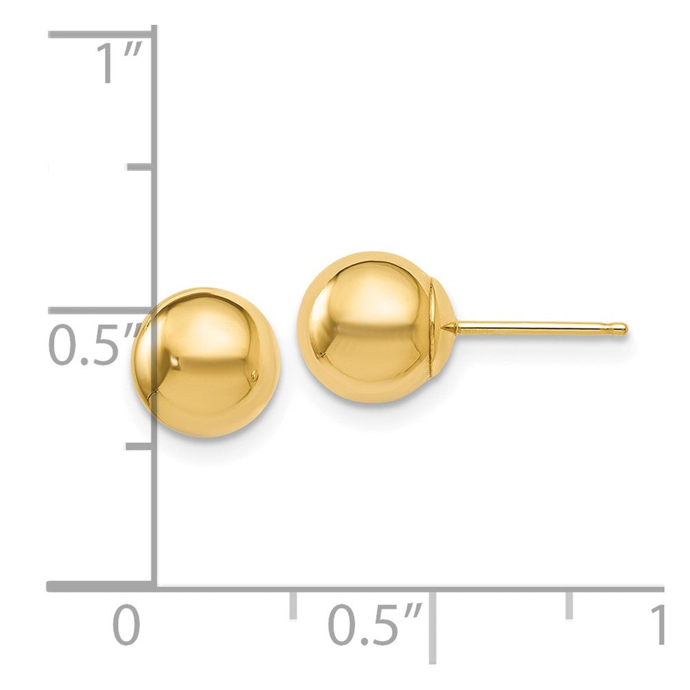 14K Yellow Gold Polished 7mm Ball Post Earrings