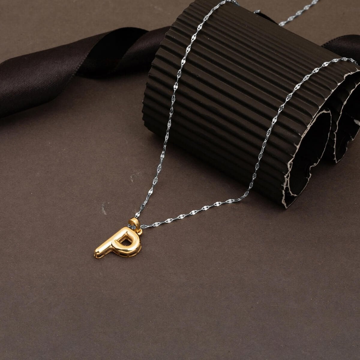 14K Yellow Gold Balloon P Initial Pendant