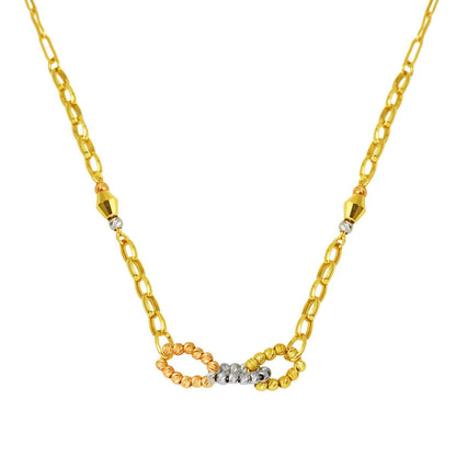14K Yellow Gold Bead Chain Cubic Zirconia Necklace