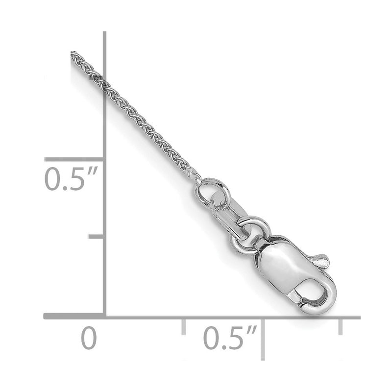 9 Inch 14K White Gold .8mm Spiga Chain Anklet