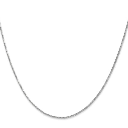 24 Inch 14K White Gold 1.3mm D/C Wheat Chain Necklace