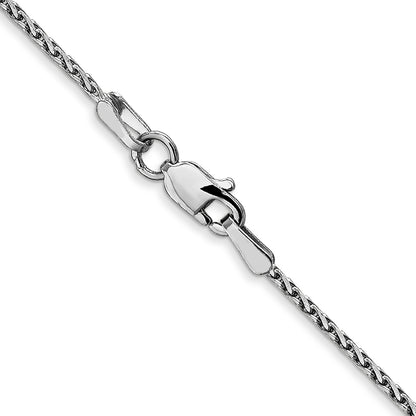 2 Inch 14K White Gold 1.3mm D/C Wheat Chain Necklace