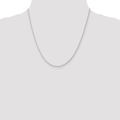2 Inch 14K White Gold 1.3mm D/C Wheat Chain Necklace