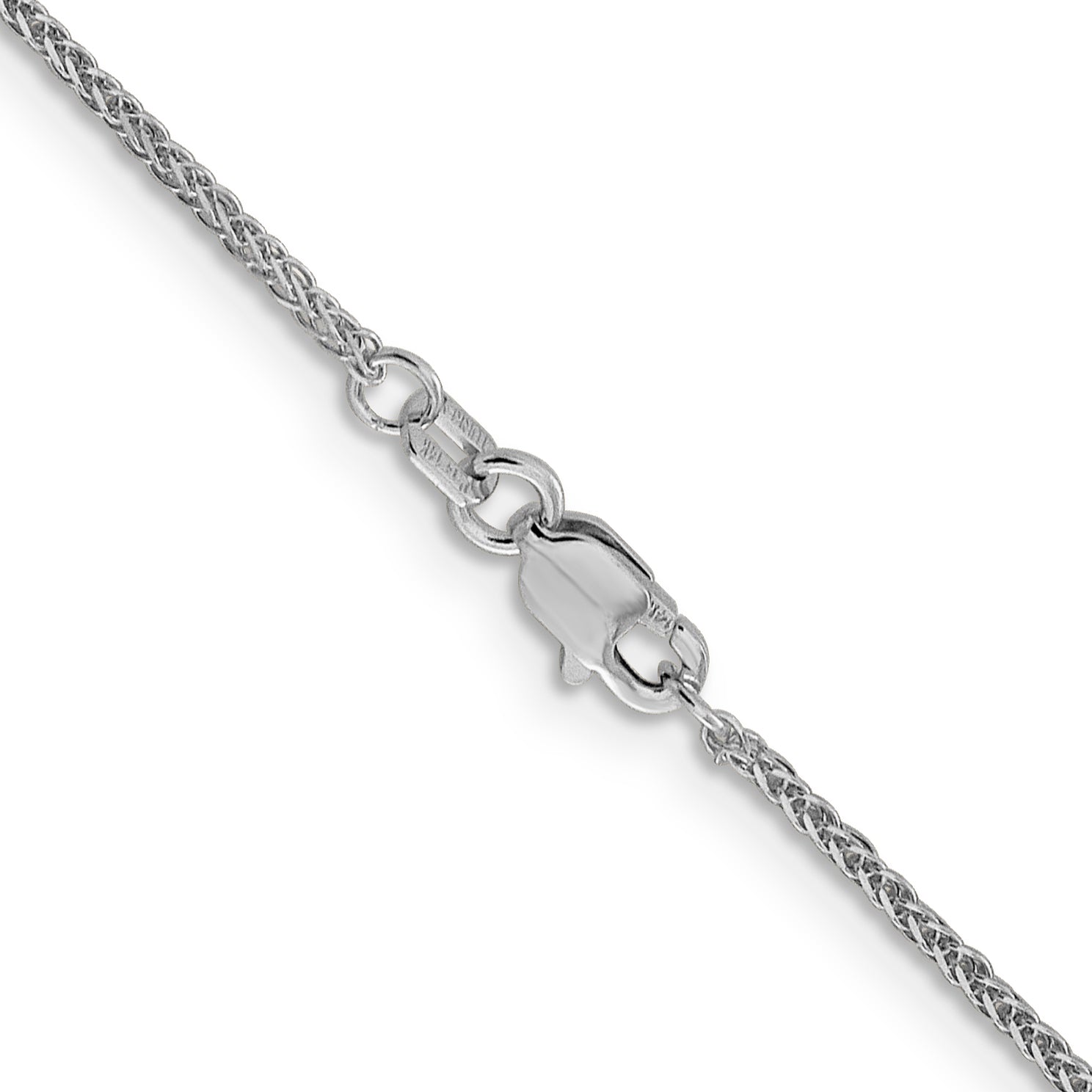 24 Inch 14K White Gold 1mm D/C Quadra Wheat Chain Necklace