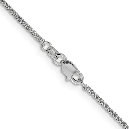 24 Inch 14K White Gold 1mm D/C Quadra Wheat Chain Necklace