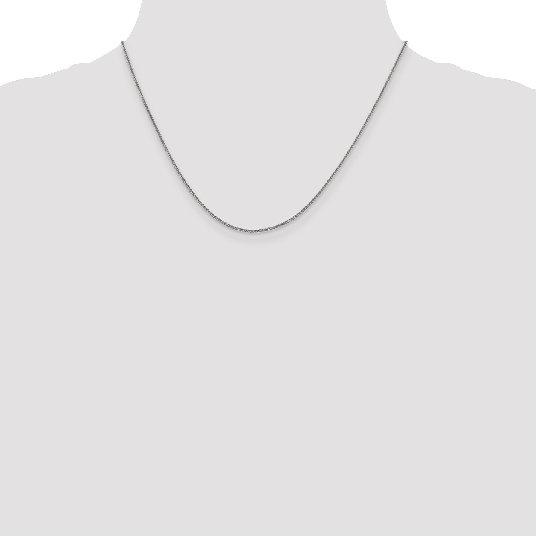18 Inch 14K White Gold 1mm D/C Quadra Wheat Chain Necklace