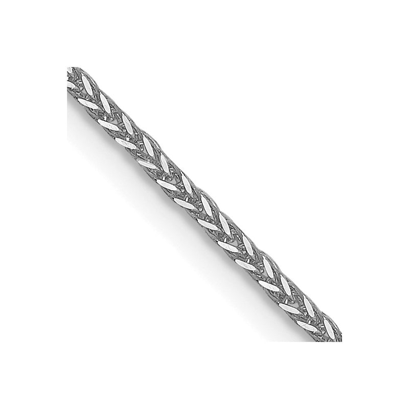 24 Inch 14K White Gold 1mm D/C Quadra Wheat Chain Necklace