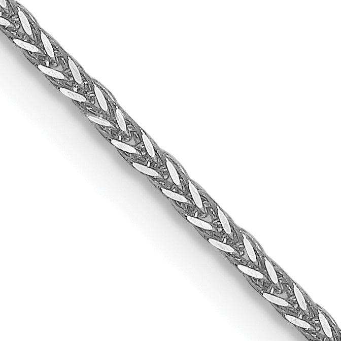 24 Inch 14K White Gold 1mm D/C Quadra Wheat Chain Necklace