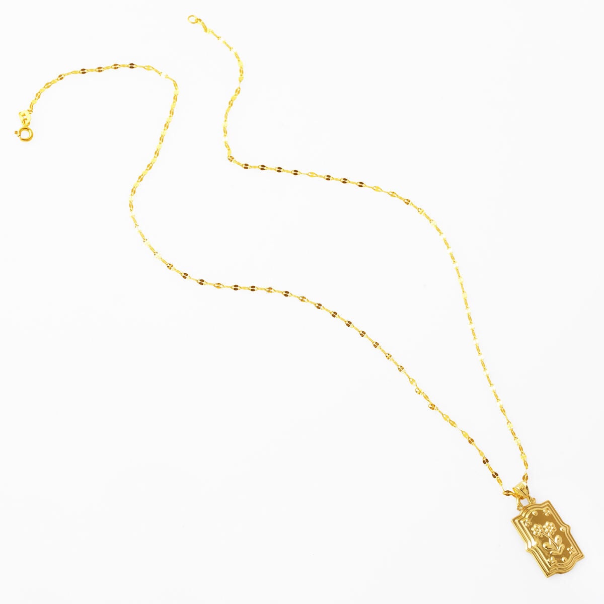 14K Yellow Gold Retro Gemini Zodiac Necklace
