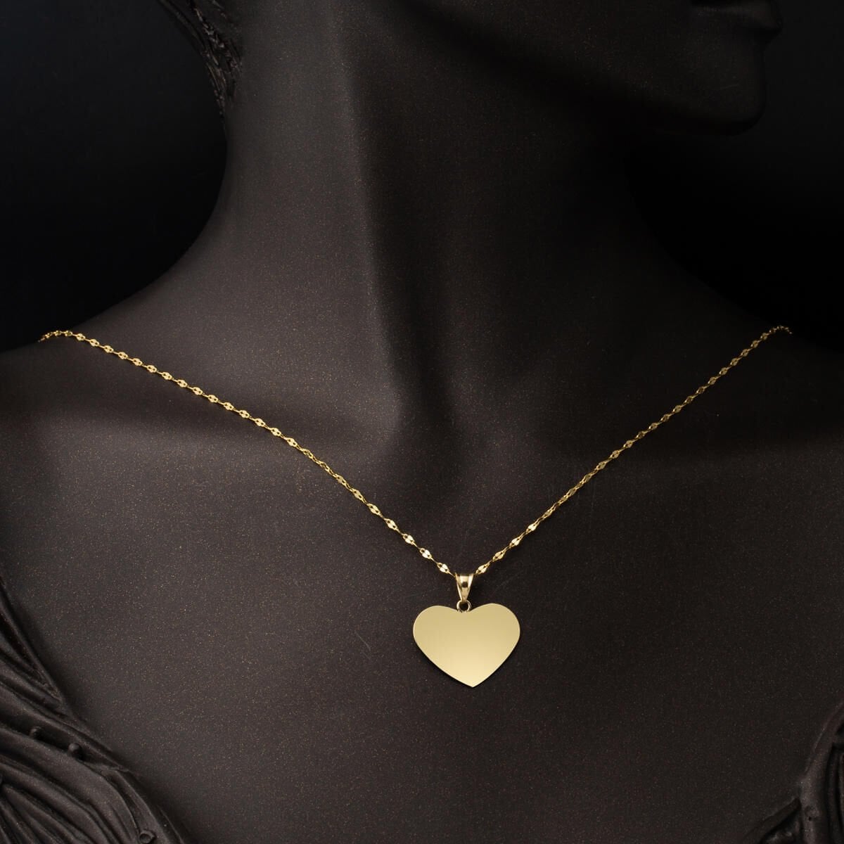 14K Yellow Gold Personalized Name Heart Necklace
