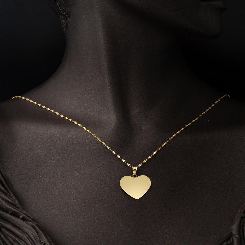 14K Yellow Gold Personalized Name Heart Necklace