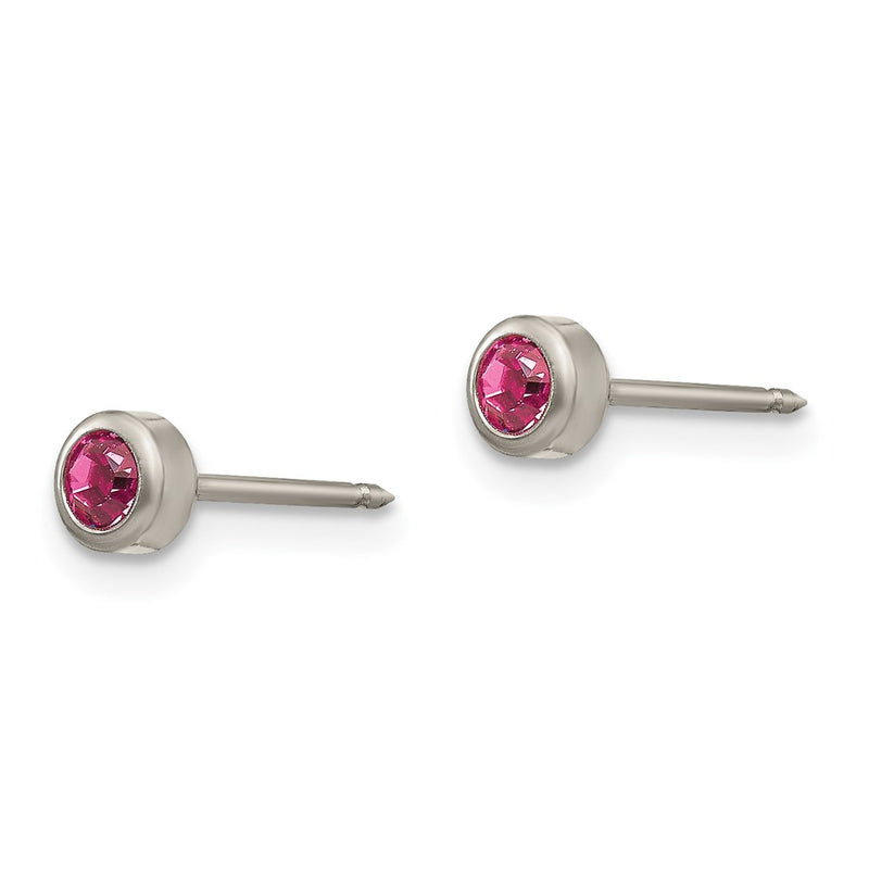 Titanium Inverness 4mm Rose Crystal Bezel Earrings