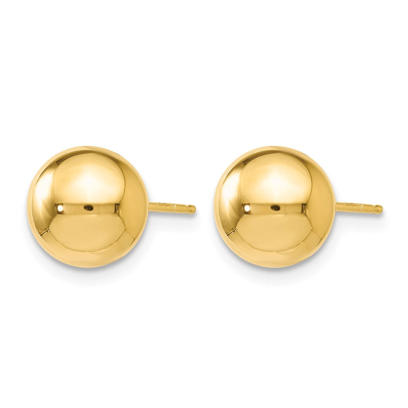 14K Yellow Gold Polished 8mm Ball Post Earrings