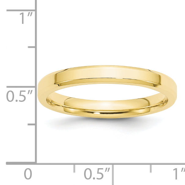 Solid 10K Yellow Gold 3mm Bevel Edge Comfort Fit Men's/Women's Wedding Band Ring Size 11.5
